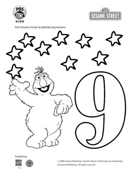 The Number 9 Coloring Page | Kids Coloring… | PBS KIDS for Parents