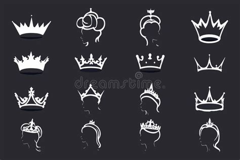 Silhouettes Queen Crowns Set Illustration Vector Design Collection ...