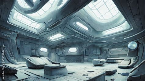 Artistic concept painting of a space station interior, background ...