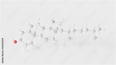 cholesterol molecule 3d, molecular structure, ball and stick model ...