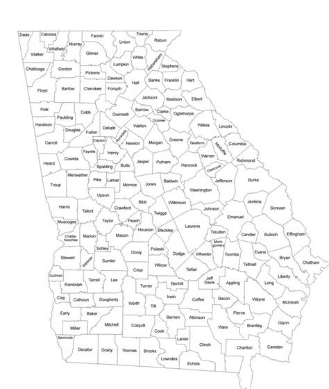 Printable Georgia County Map