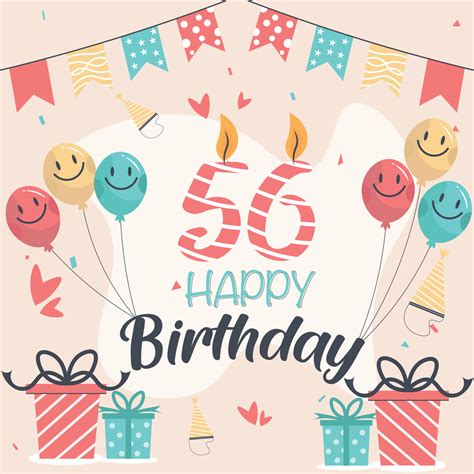 56th happy birthday vector design for greeting cards and poster with ...