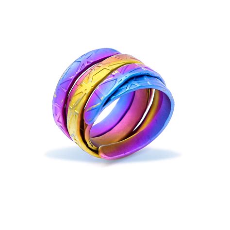 Ring Made Of Stainless Steel In Blue Colour, Titanium Anodized Surface ...