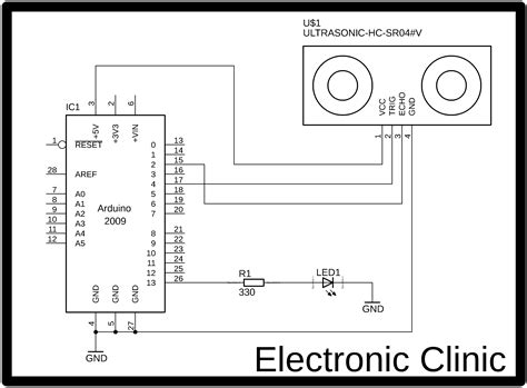 Ultrasonic Sensor Arduino Schematic