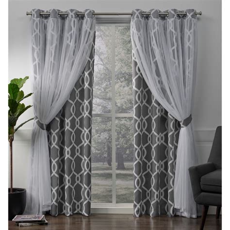 Exclusive Home Curtains 2 Pack Carmela Layered Geometric Blackout and ...