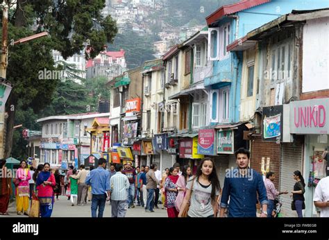 People walking in street, Shimla, Simla, Himachal Pradesh, India Stock ...