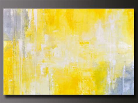 Abstract in Yellow 13 - Abstract Acrylic Painting - Contemporary Gray ...