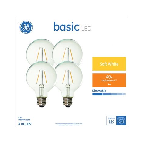 GE Basic 40-Watt EQ G25 Soft White Globe Light Bulb (4-Pack) in the ...