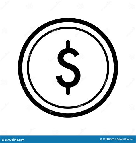 Dollar Vector Icon. Black and White Money Illustration. Outline Linear ...