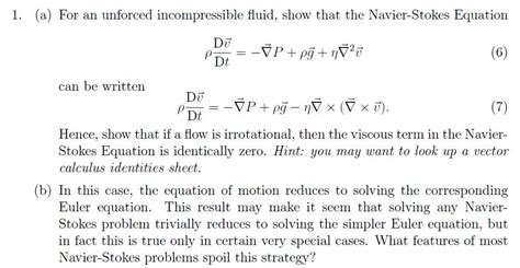 1. (a) For an unforced incompressible fluid, show | Chegg.com