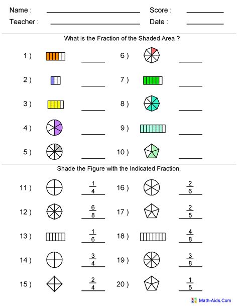 Identify The Fraction Worksheet 1 Of 10 | Printable Fraction Worksheets ...