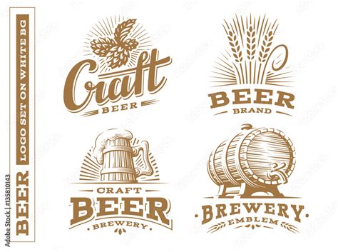 Set beer logo - vector illustration, emblem brewery, design on white ...