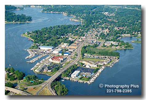 Aerial photo of Spring Lake, Michigan from west to east with a good ...