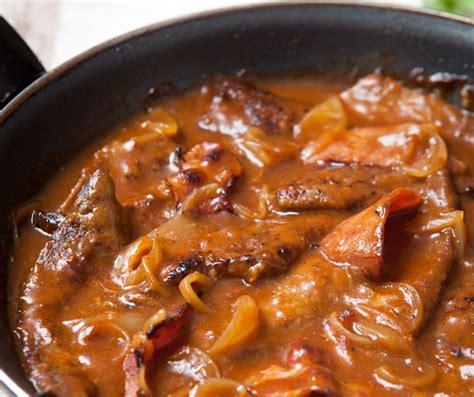 Liver and bacon with onion gravy - Recipes - Hairy Bikers