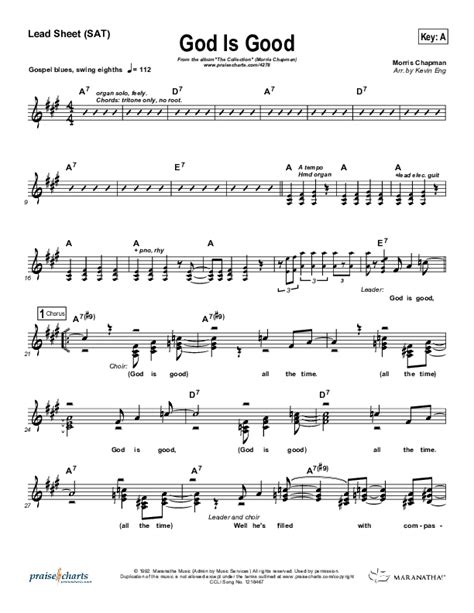 God Is Good Sheet Music PDF (Morris Chapman) - PraiseCharts