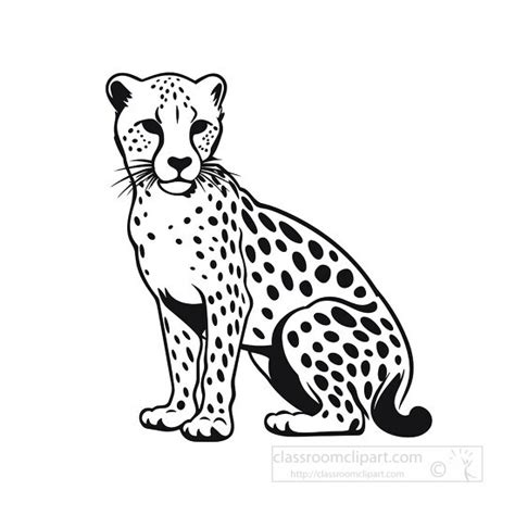 Animal Outline Clipart-cheetah sitting black outline clip art