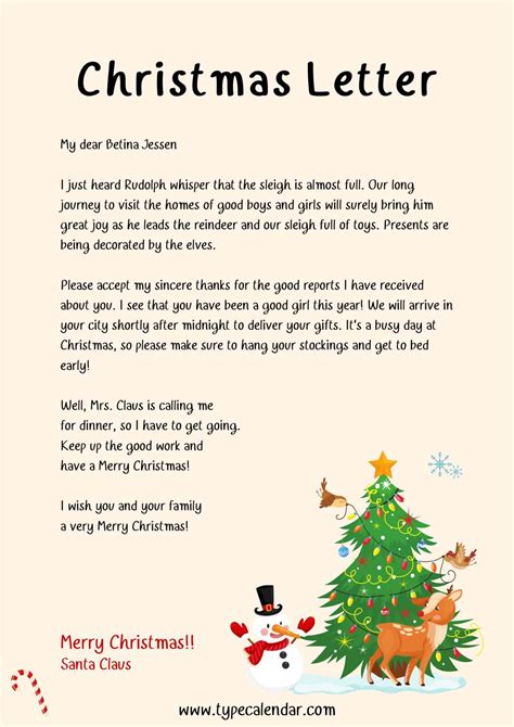 Free Christmas Letter Templates Download Word