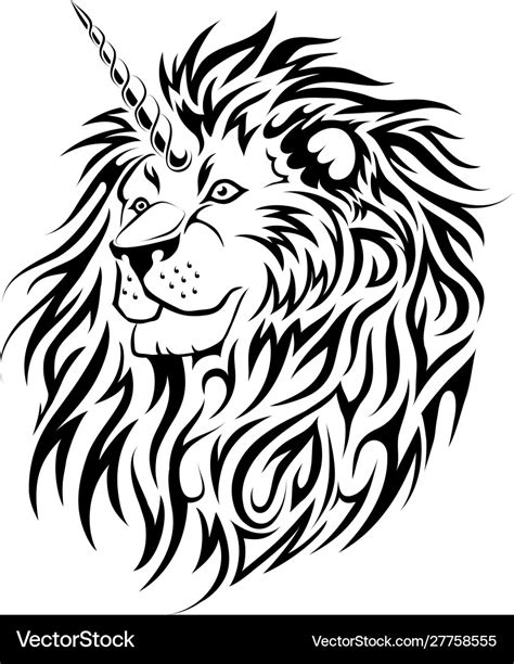 Unicorn lion tattoo design Royalty Free Vector Image