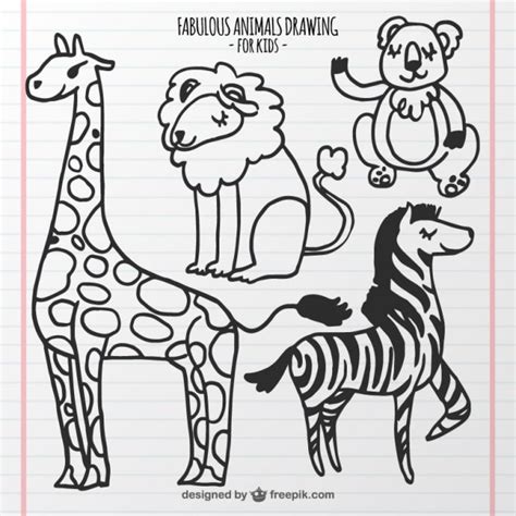 Premium Vector | Set of animals drawing for kids