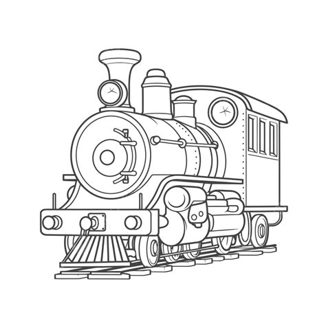 Coloring Page With Pictures Of A Train Engine Outline Sketch Drawing ...