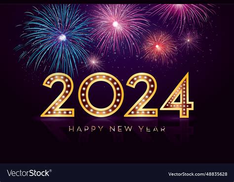 2024 happy new year fireworks celebration Vector Image