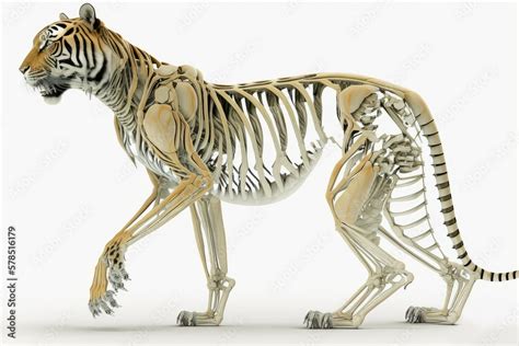 Tiger skeleton isolated on white background Stock Illustration | Adobe ...