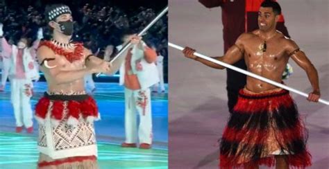 Oiled-up Olympian gets approval from legendary Tonga flag bearer | Offside