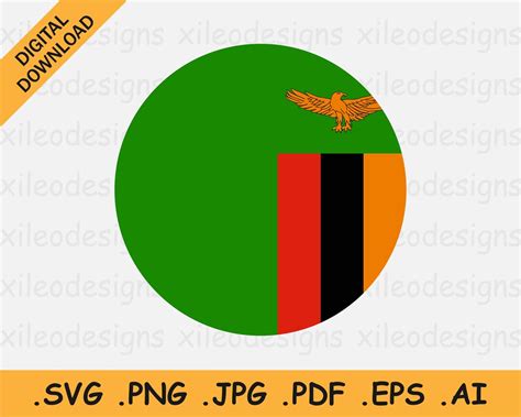 Zambia Round Flag SVG Zambian Circular Banner, Country National Circle ...