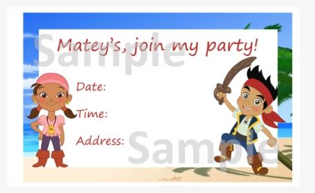 Free Printable Jake And The Neverland Pirates Invitation, HD Png ...