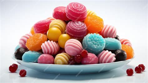 Premium AI Image | Colorful Candy on White Background AI Generated