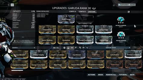 My current ENDGAME build for Garuda. With this you can always be at 2hp ...