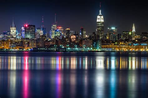 Midtown Manhattan From Jersey City At Night Photograph by Val Black ...