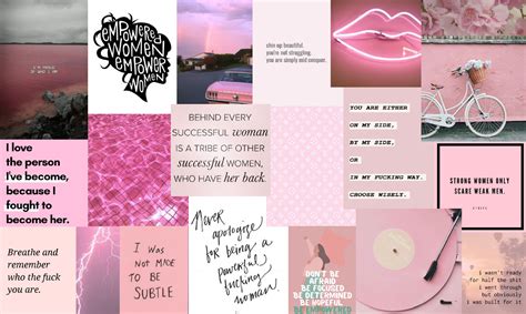 Pink Empowered Aesthetic Laptop Background | Pink wallpaper laptop ...