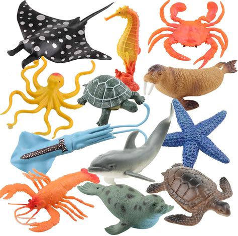 Toy Sea Animal Set (12 pack) – Sea Creature Bath Toy Playset For Kids ...