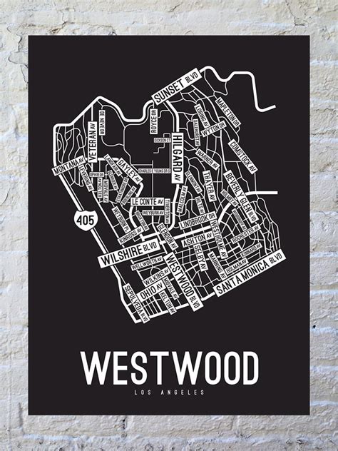 Westwood Los Angeles Street Map Poster Canvas or Metal - Etsy