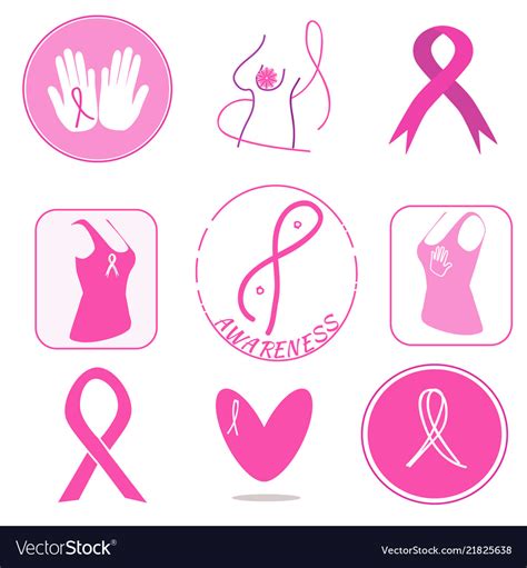 Breast cancer awareness symbols collection Vector Image