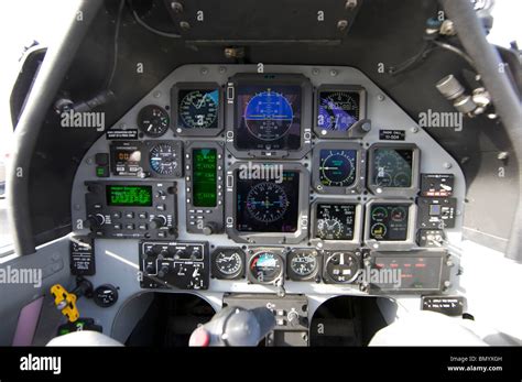 The interior cockpit of an Iraqi Air Force T-6 Texan trainer aircraft ...