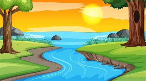 River Scene Vector Art, Icons, and Graphics for Free Download