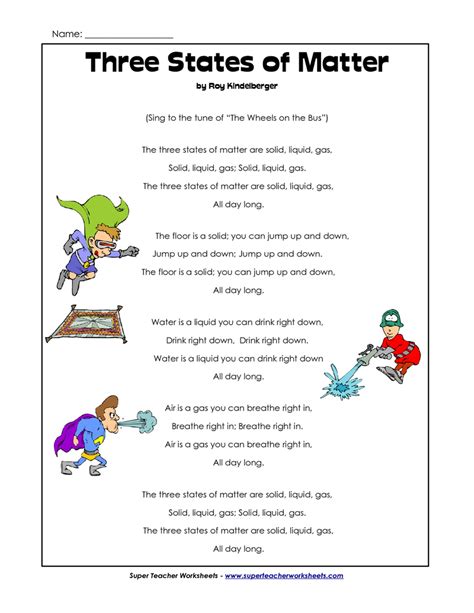 States of Matter Song Handout.pdf | BetterLesson | Matter science ...