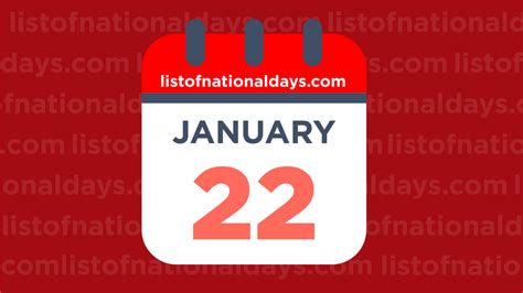 JANUARY 22ND: National Holidays,Observances & Famous Birthdays