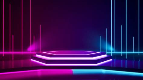 Premium Photo | Hexagon stage and purple neon light | Stage lighting ...