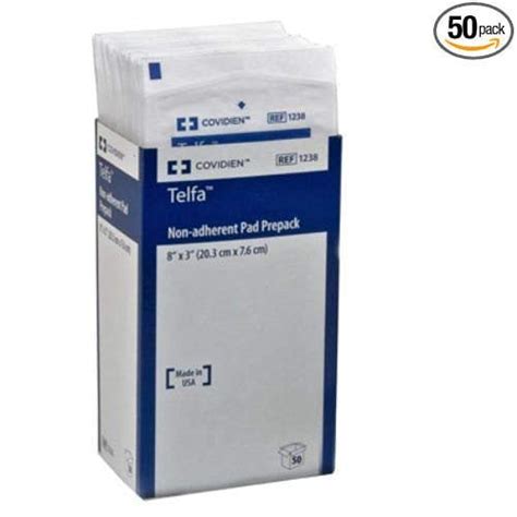 Covidien 1238 Telfa Non-Adherent Pads Prepack, 8in x 3in, 50ct, 2-Pack ...