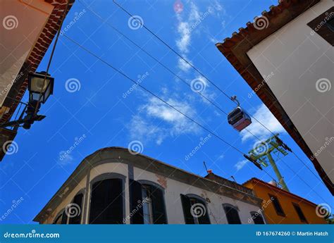 View of Funchal Cable Car from Old Town Street Level Stock Photo ...