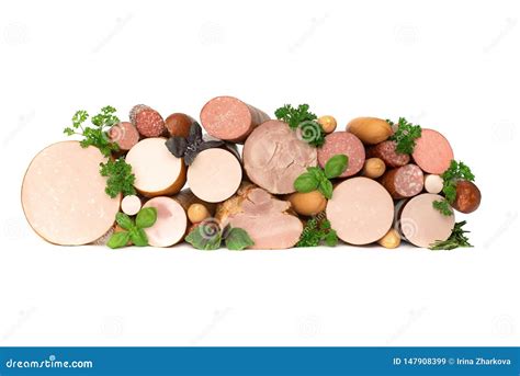 Types of Cut Sausages of Different Types of Size, Stacked on Top of ...