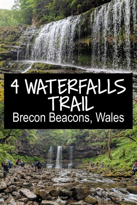 the waterfall trail in brecon beacons, wales with text overlay reading ...