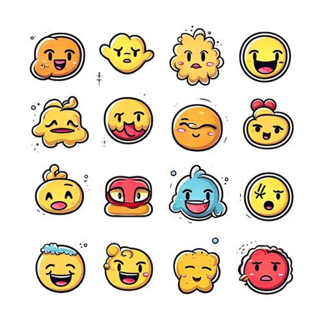 Premium AI Image | cute emoji stickers over white background