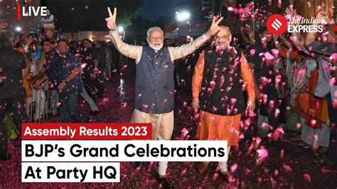 Live pm modi attends victory celebrations at bjp hq after win in ...