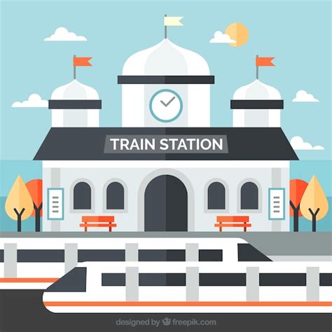 Free Vector | Flat train station with modern trains