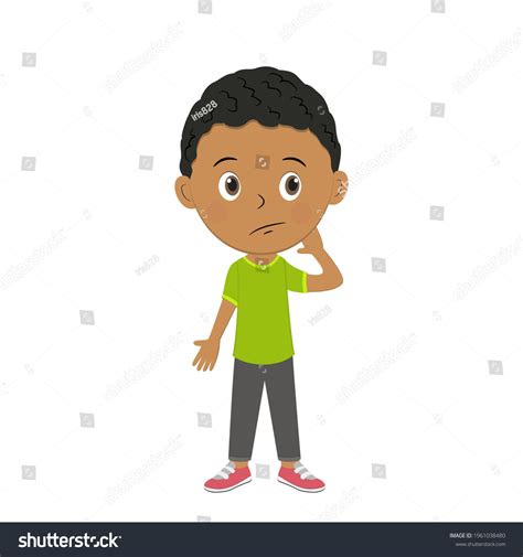 Cute Cartoon Boy Shows Doubtillustrationvector Stock Vector (Royalty ...