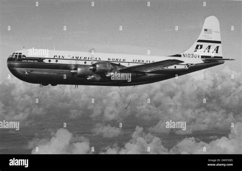 Boeing 377 Stratocruiser - Pan Am flying Stock Photo - Alamy